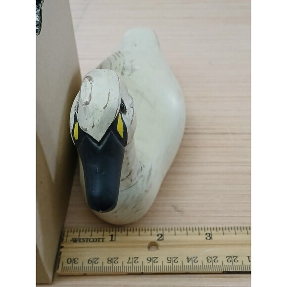 Hand Carved Wood Duck Figurine Sculpture Rustic Ivory Shelf Decoration 8x4.5 - Picture 11 of 11
